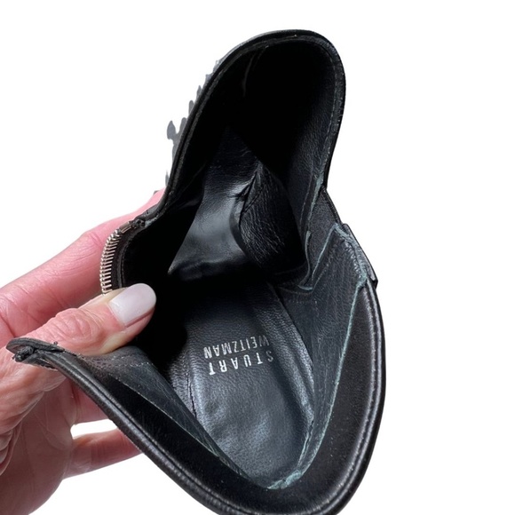 Stuart Weitzman Black Nappa Leather "Jump" Peep-Toe Bootie Size 10 Includes Box - Picture 11 of 11